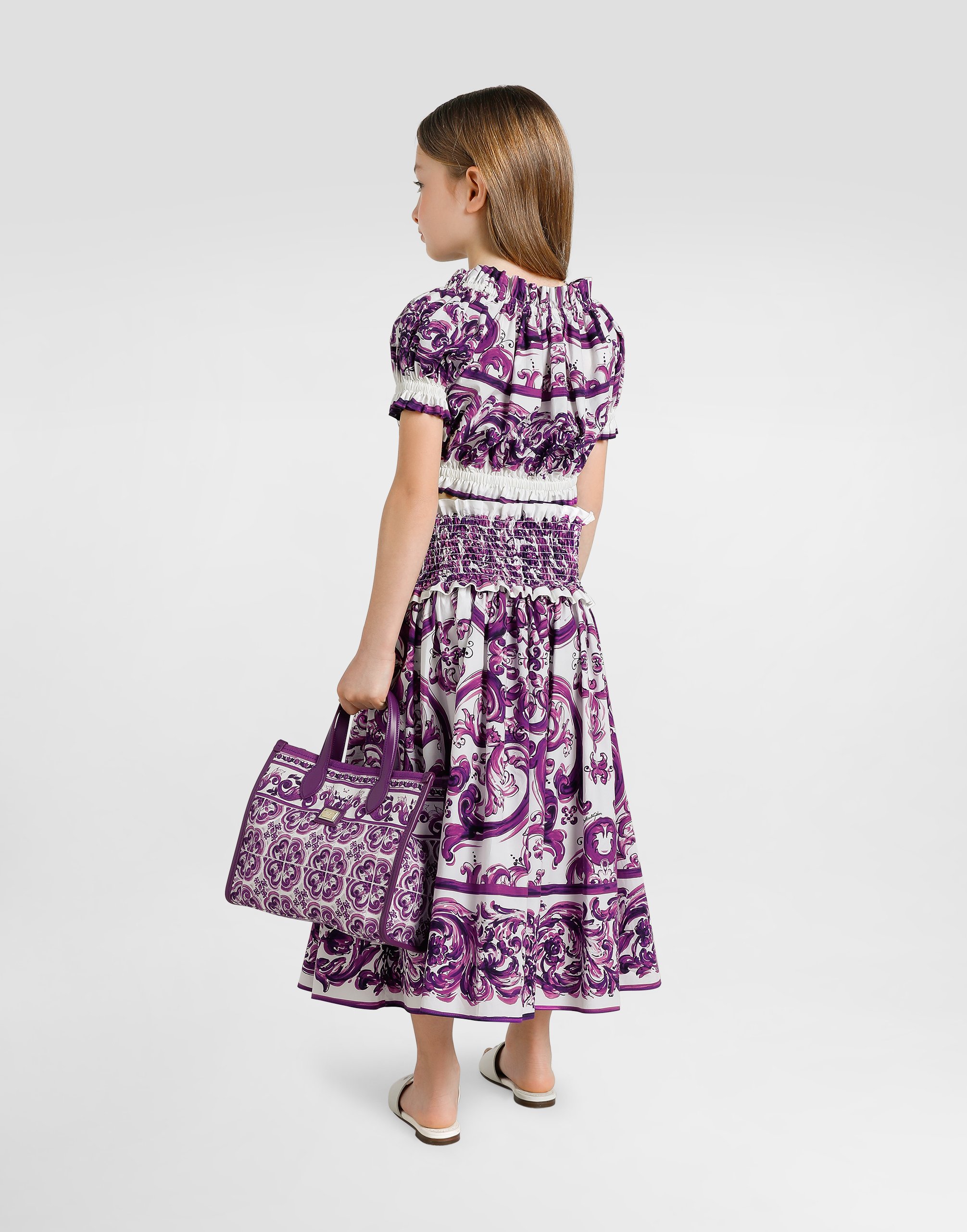 Топ из поплина с принтом майолика Dolce&Gabbana, мультиколор — фото 4
