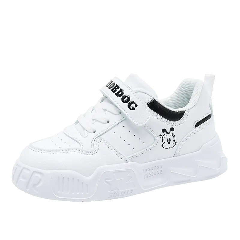 

Нескользящие, износостойкие, дышащие, водонепроницаемые низкие кроссовки для скейтбординга для детей BOBDOG, белый/черный