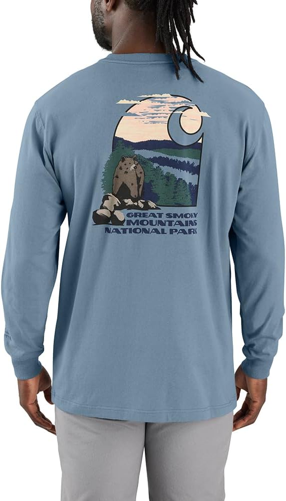 

Футболка Carhartt Men's 106886 Loose Fit Heavyweight Long-Sleeve Smoky Mountain National, Thundercloud