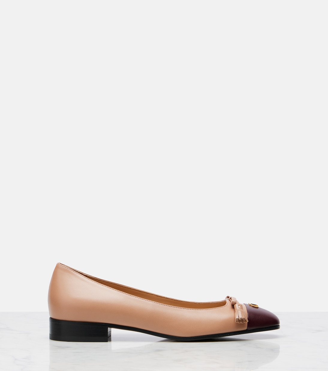 Балетки Valet Du Roi из кожи Valentino Garavani, Rose Cannelle/Dark Garnet — фото 4