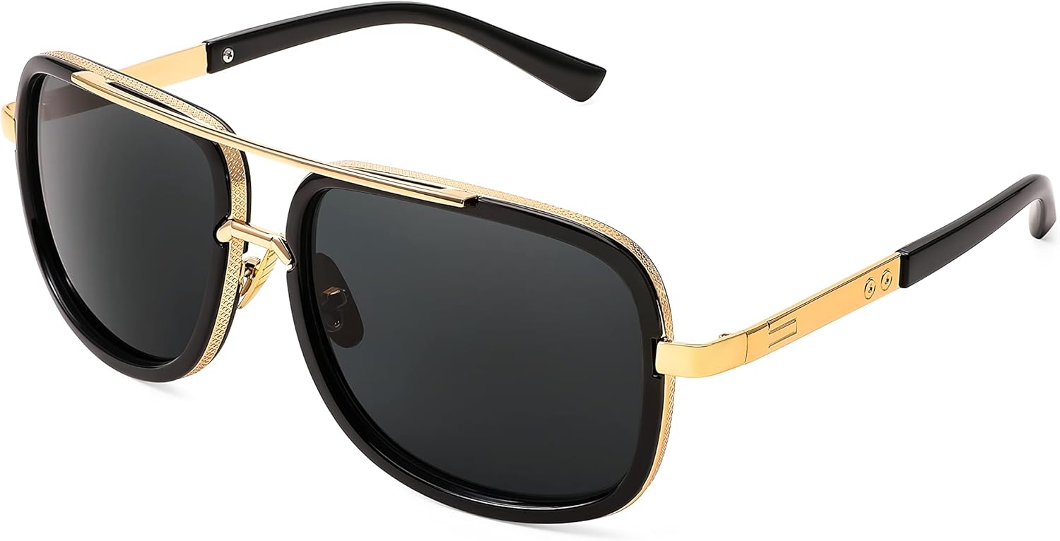 

FEISEDY Ретро-модные солнцезащитные очки-авиаторы для женщин и мужчин, классические винтажные квадратные солнцезащитные очки в стиле 70-х, большие металлические линзы, B2321, 001 Gold Frame/Gray Lens