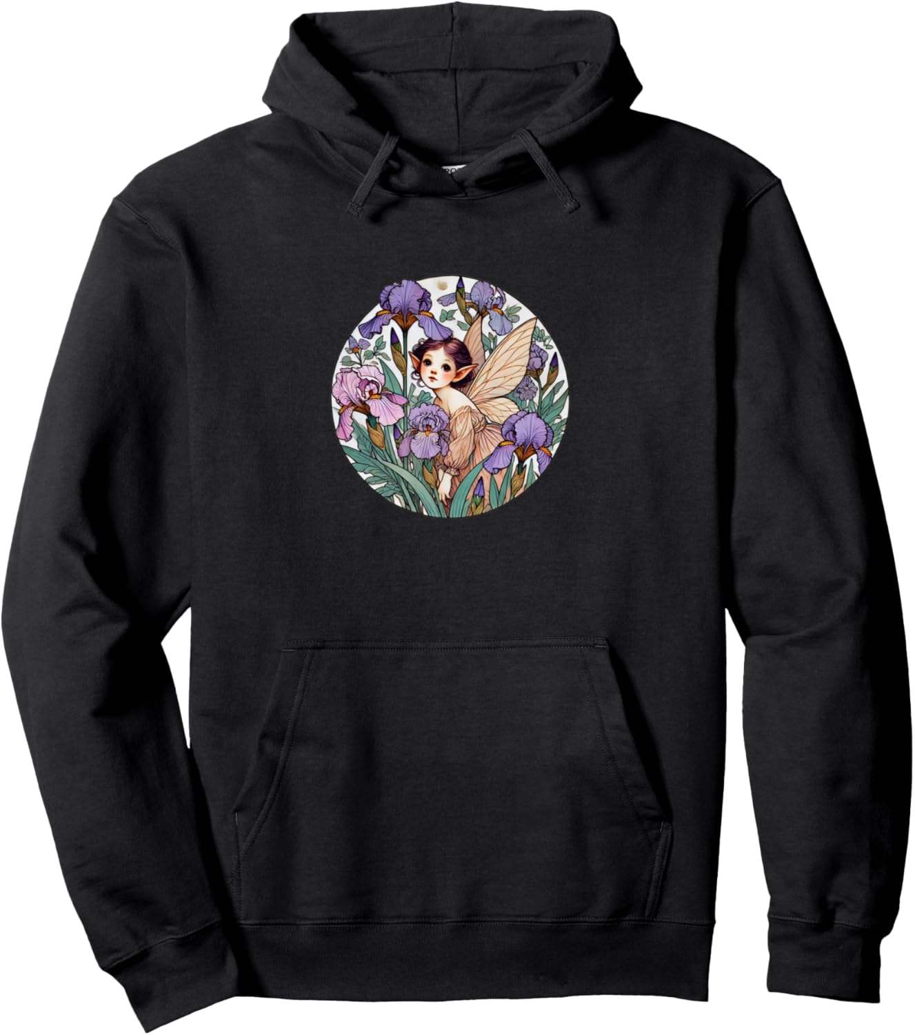 

Иллюстрация феи ириса, искусство феи, худи с феей Vintage Iris Lovers Snugg, черный