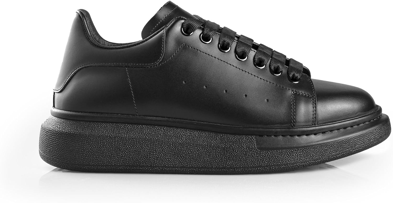 

Мужские кроссовки SOLL Queen, Кожаные перфорированные с толстой массивной подошвой, черный