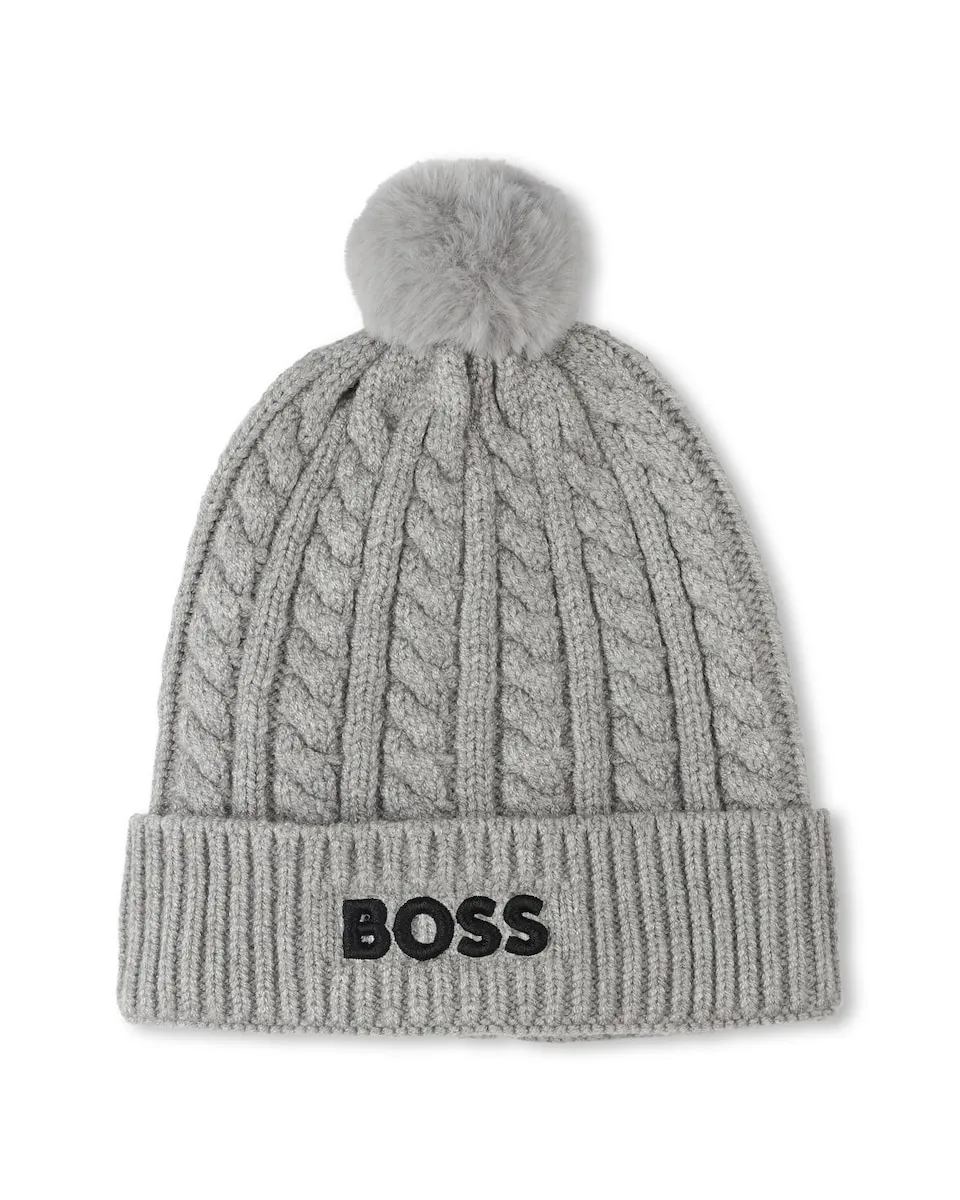 

Серо-голубая детская шапочка для мальчика из вискозы BOSS Kidswear