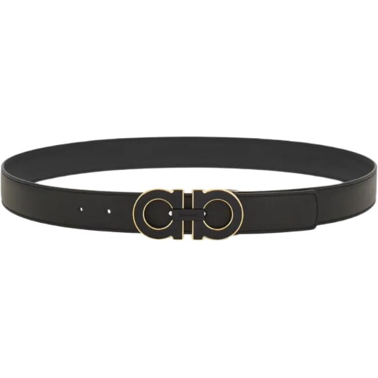 

Ferragamo Мужской ремень из телячьей кожи черный 3,2 см, Black