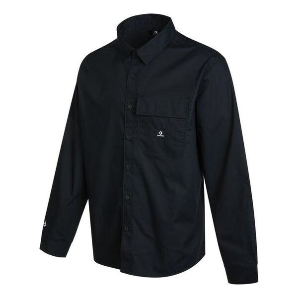 

Рубашка woven long sleeve button down shirt 'black' Converse, черный