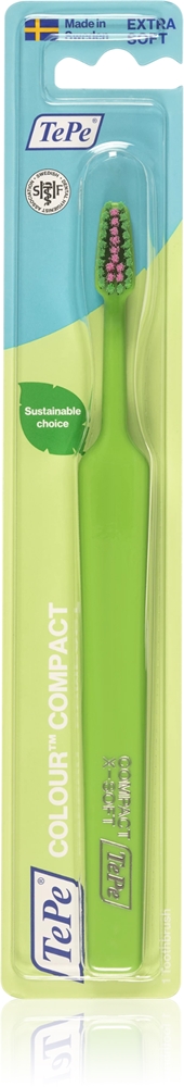 

Цветная компактная зубная щетка x-soft Tepe, green
