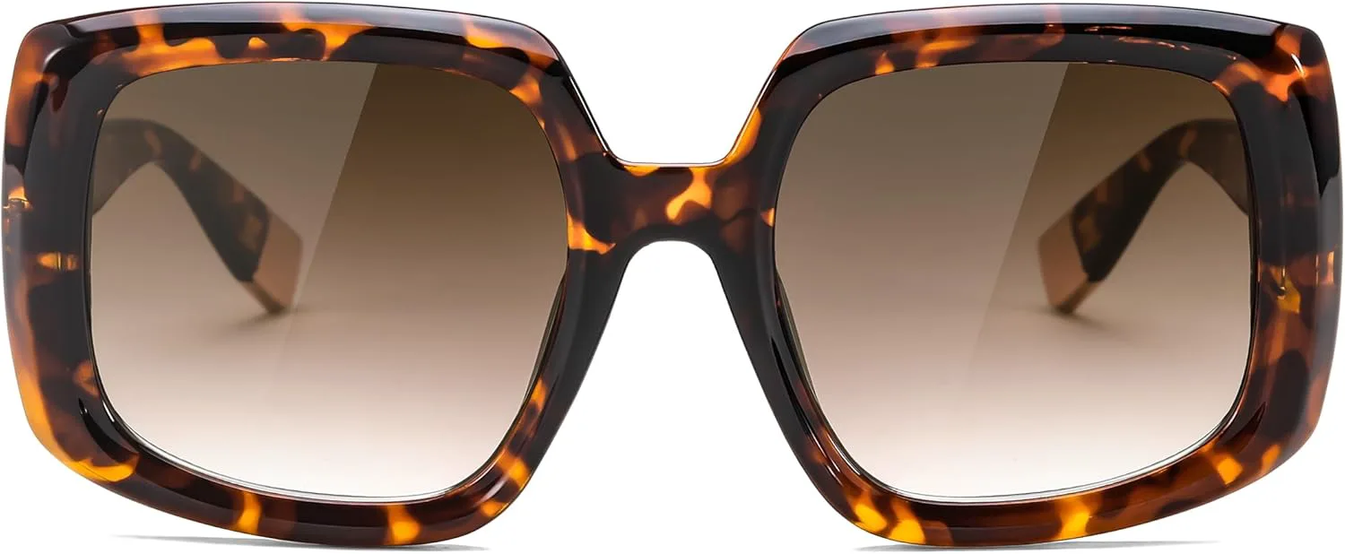 

Солнцезащитные очки FEISEDY квадратной формы большого размера для женщин, винтажный ретро-стиль, толстая оправа, защита UV400, артикул B0196, Turtle Frame - Tea Lens