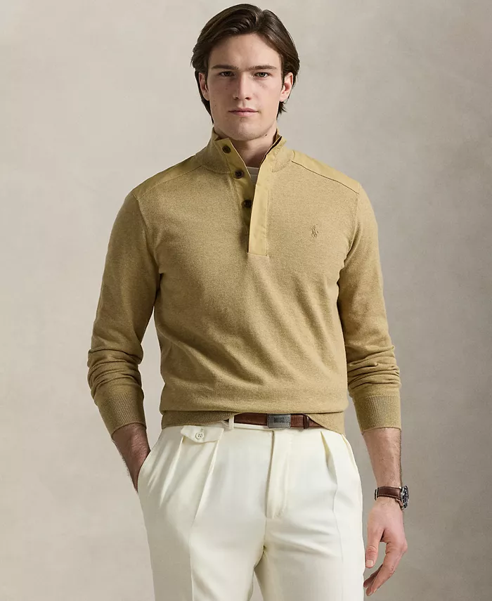 

Мужской гибридный пуловер с воротником-стойкой Polo Ralph Lauren, коричневый/бежевый