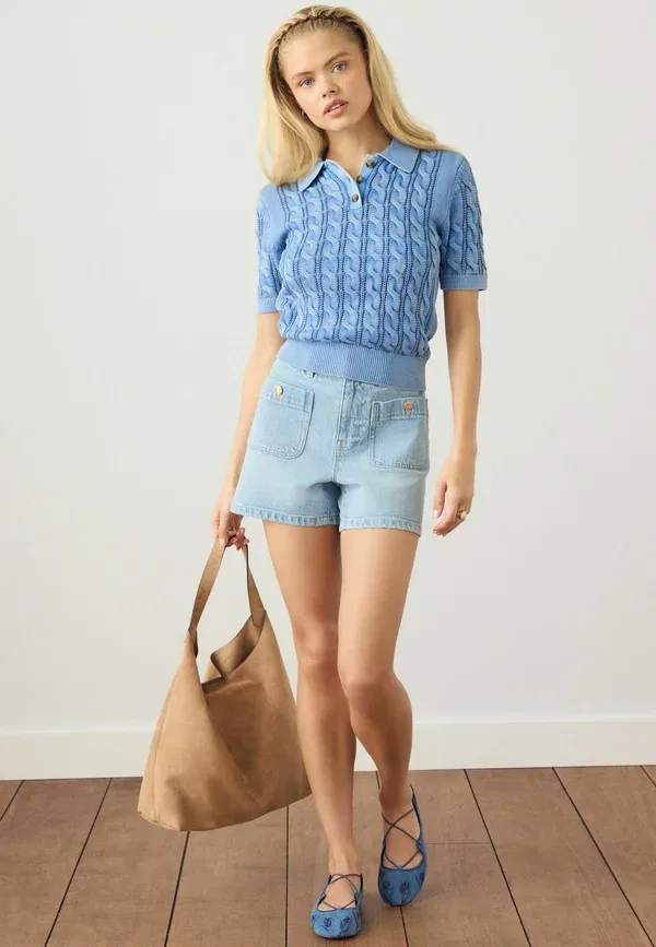 Футболка поло Next, blue acid wash, синяя кислотная стирка — фото 4