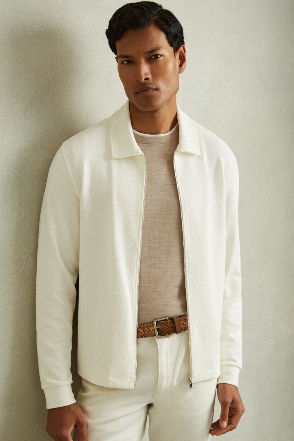 

Куртка Hudson с текстурированной молнией Reiss, белый