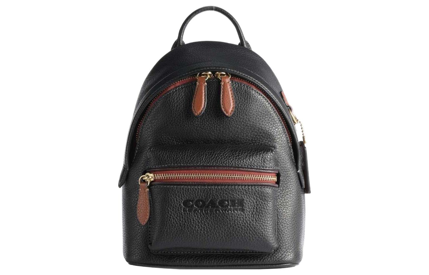 

COACH Кожаный рюкзак Charter, маленький, унисекс, коричневый и черный