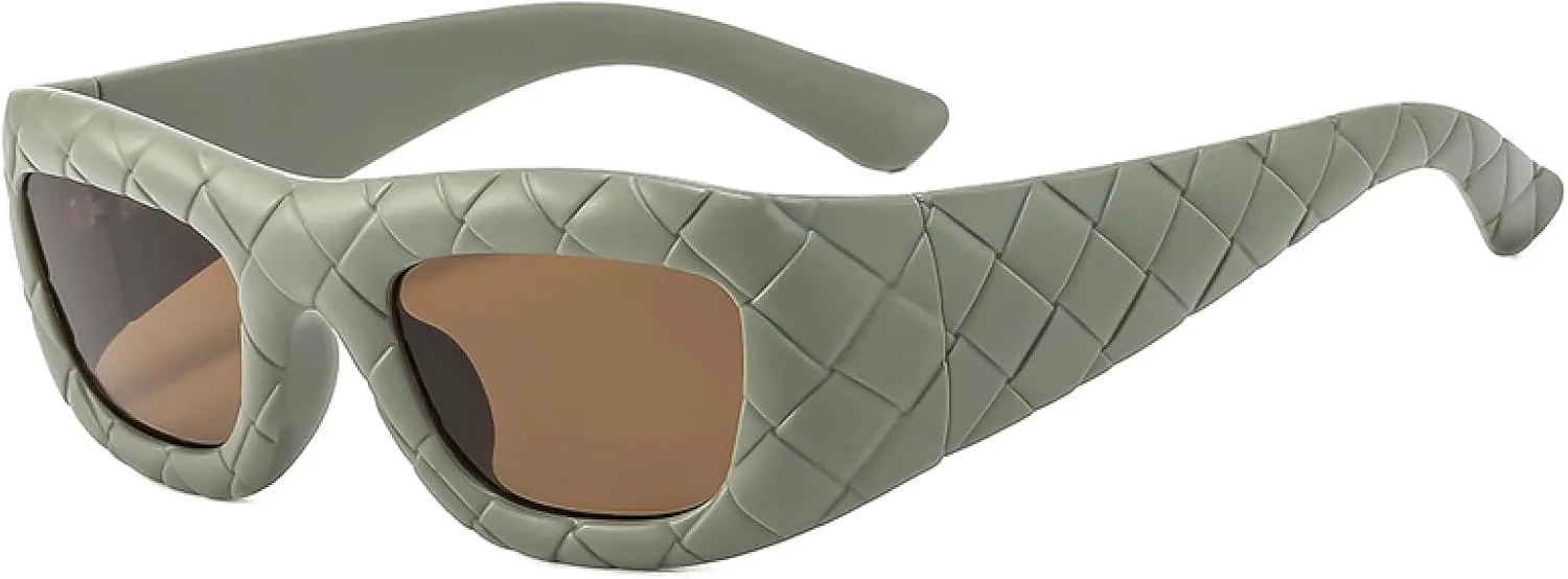 

Ретро прямоугольные панк-солнцезащитные очки для женщин и мужчин, роскошная модная оправа, защита от УФ-излучения UV400 для активного отдыха TVTBBVV, C3greenbrown