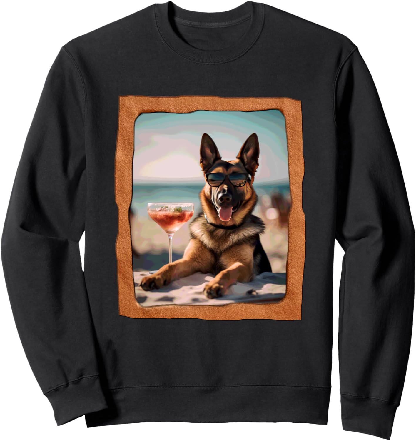

Толстовка с изображением немецкой овчарки, пляжная толстовка Playful Summer Vibes Pet Relaxation Beach Life, черный