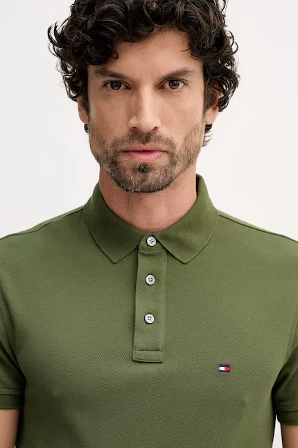 Поло из эластичного хлопка slim fit Tommy Hilfiger, зеленый — фото 4