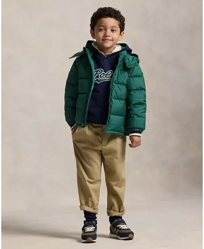 

Детская утепленная куртка с капюшоном для мальчиков 2-7 лет из ткани Ripstop Polo Ralph Lauren, зеленый