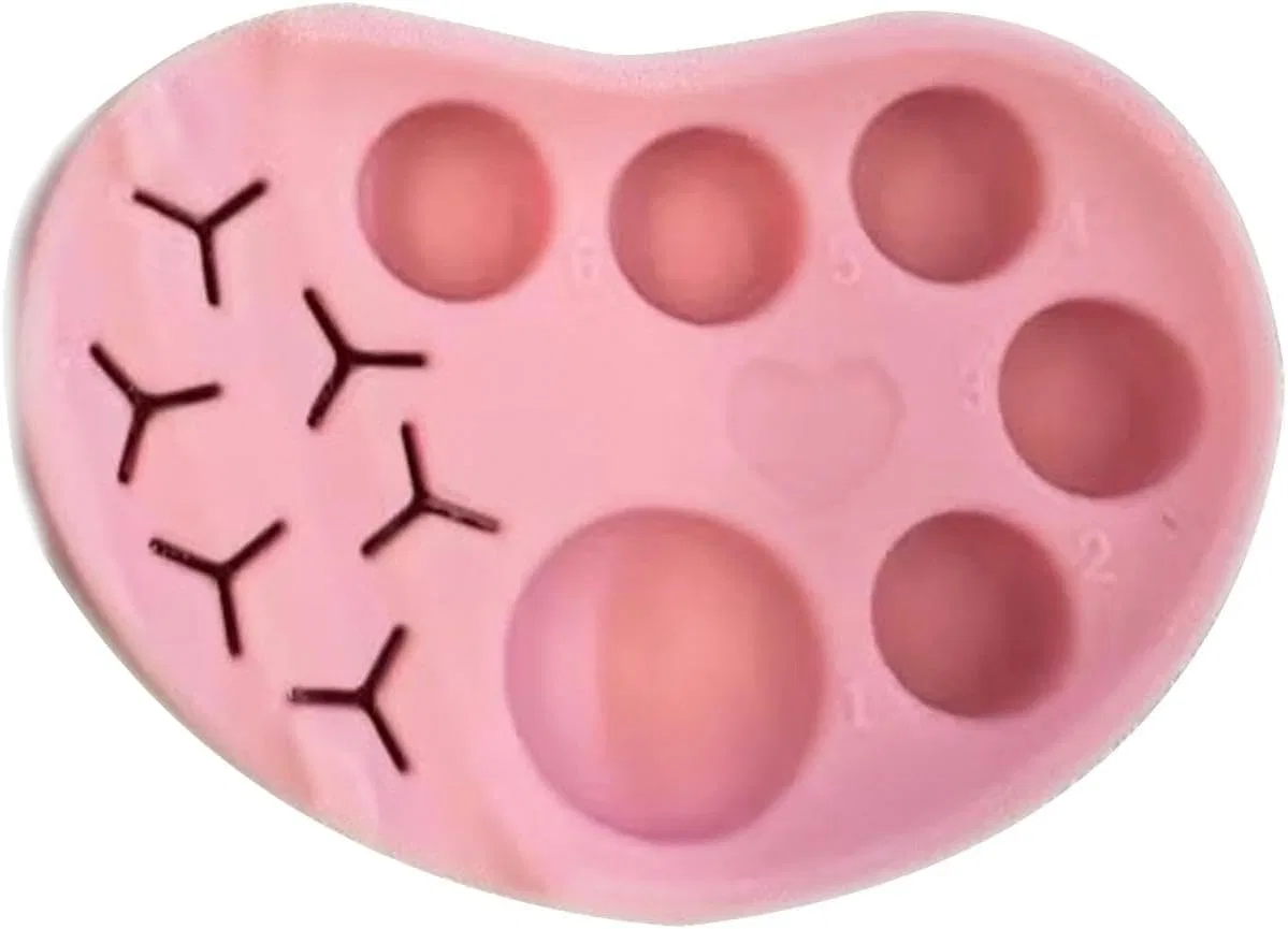 Палитра для макияжа, универсальная, Generic, силиконовая, 1 шт, розовый