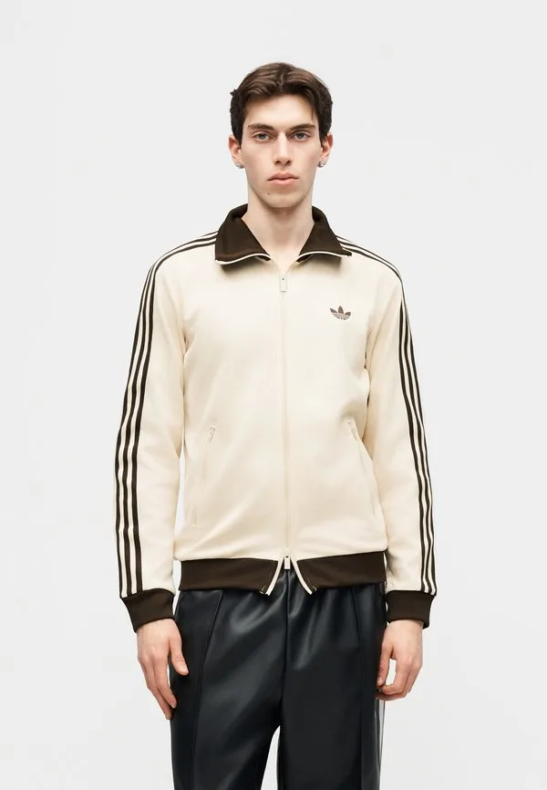 Толстовка beckenbauer на молнии Adidas Originals, White/Dark Brown — фото 3
