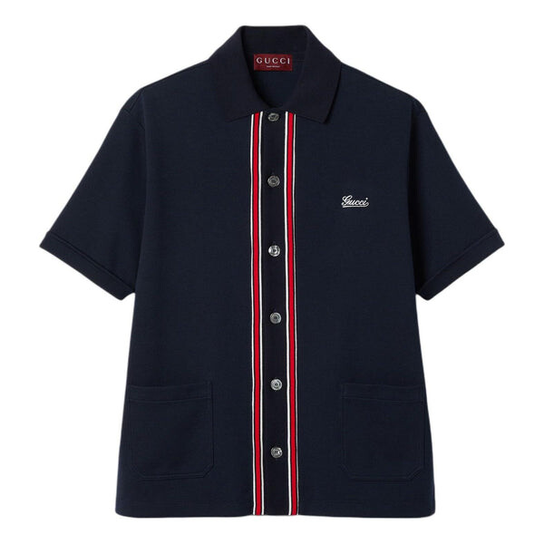 

Рубашка поло cotton jersey polo shirt 'navy blue' Gucci, синий