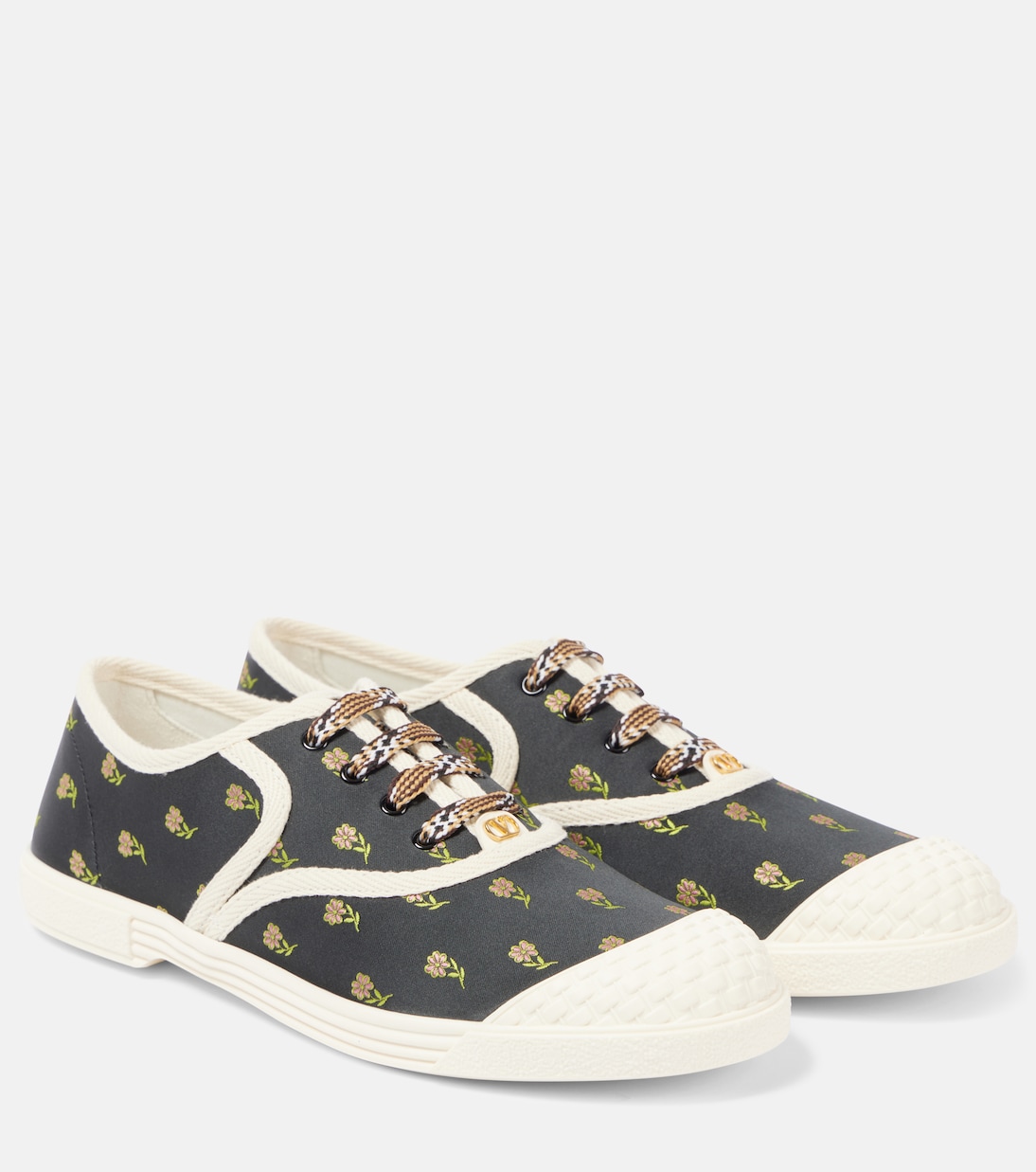 Вышитые кроссовки Bay By Bay Valentino Garavani, Nero Rosa Verde Ivory Ivory