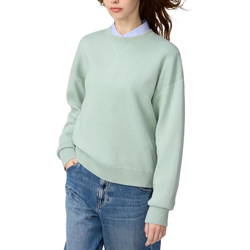 

UNIQLO Трикотажный свитер женский светлый зеленый с круглым вырезом Moderate