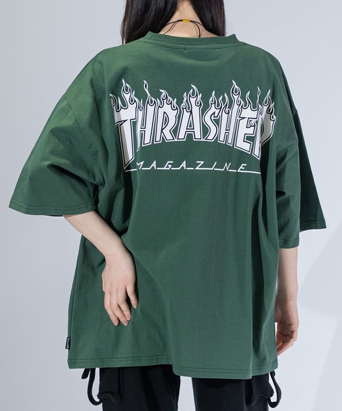 

Футболка с логотипом, разнообразный узор, крупный силуэт THRASHER, разноцветная