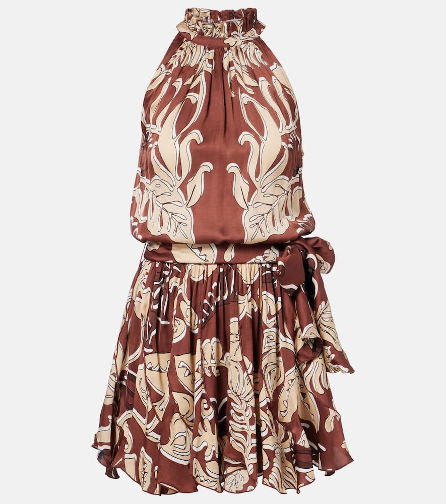 

Бианка принтованное мини-платье Poupette St Barth, Brown Ritual