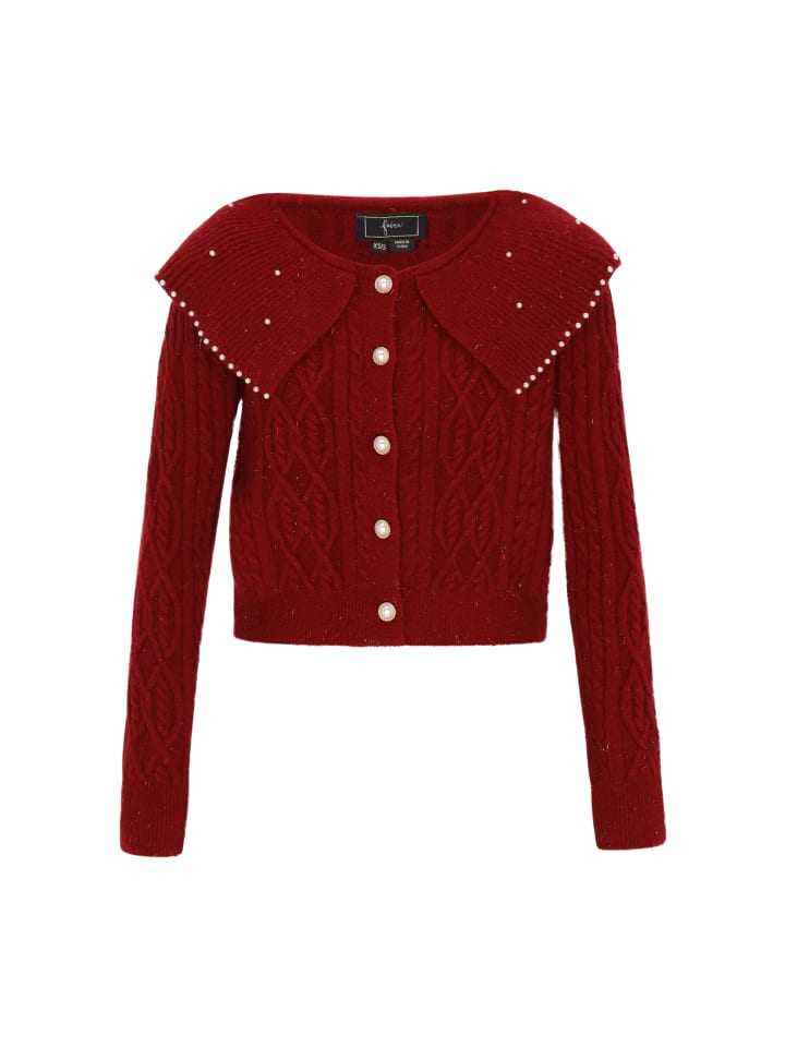 

Женский кардиган бордового цвета faina