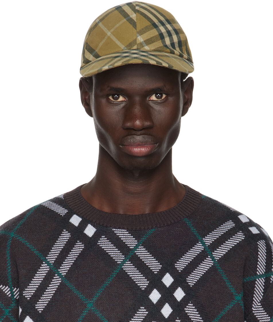 

Бейсболка из хлопка цвета хаки в клетку Burberry