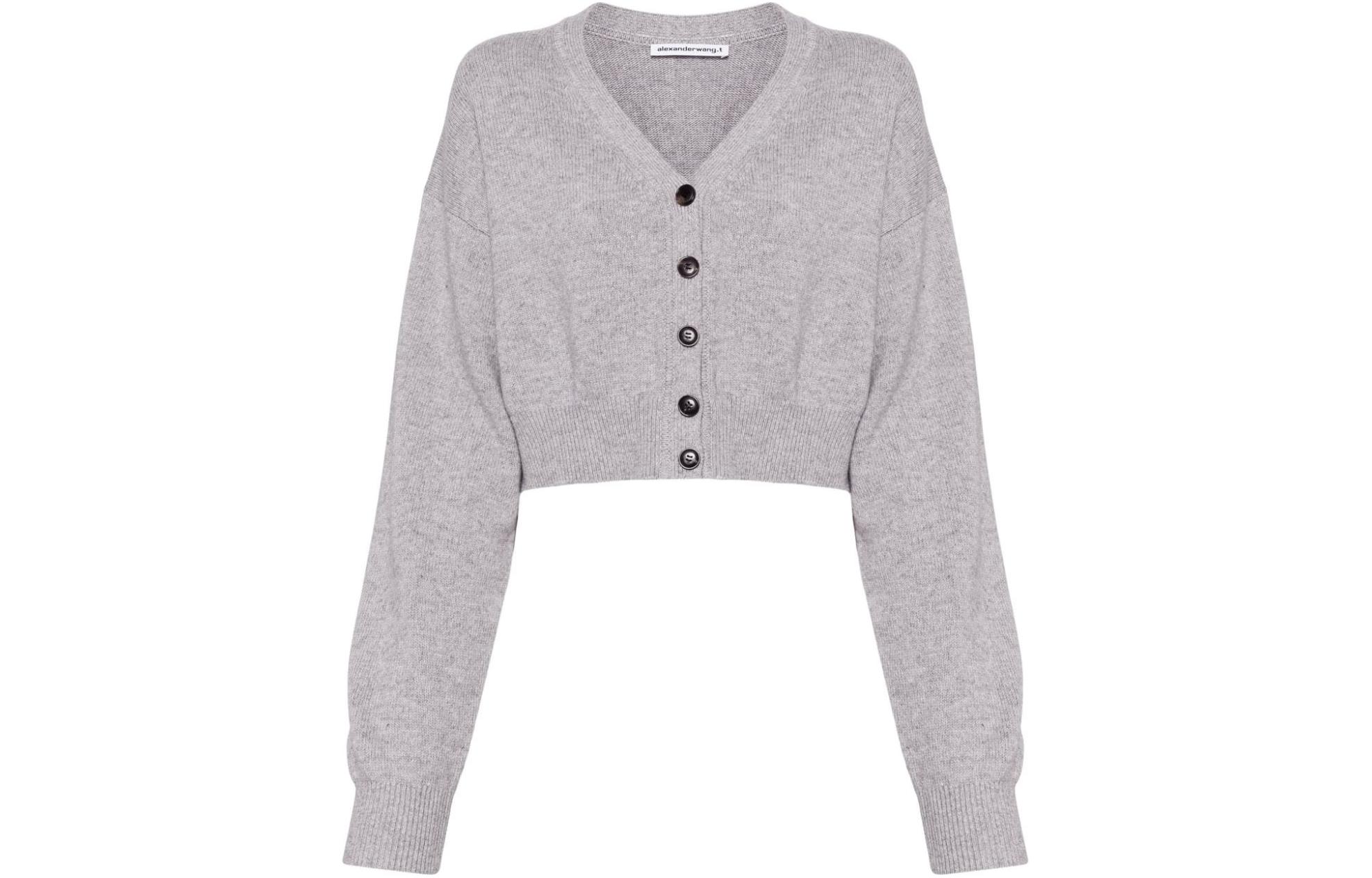 

Кроп-кардиган с тиснением логотипа Alexander Wang, серый