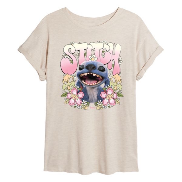 

Футболка большого размера с цветочным принтом для подростков Lilo & Stitch Disney, бежевый
