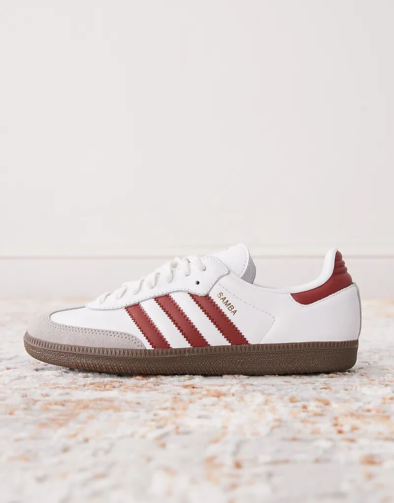 Кроссовки Samba OG белого и бордового цветов adidas Originals — фото 2