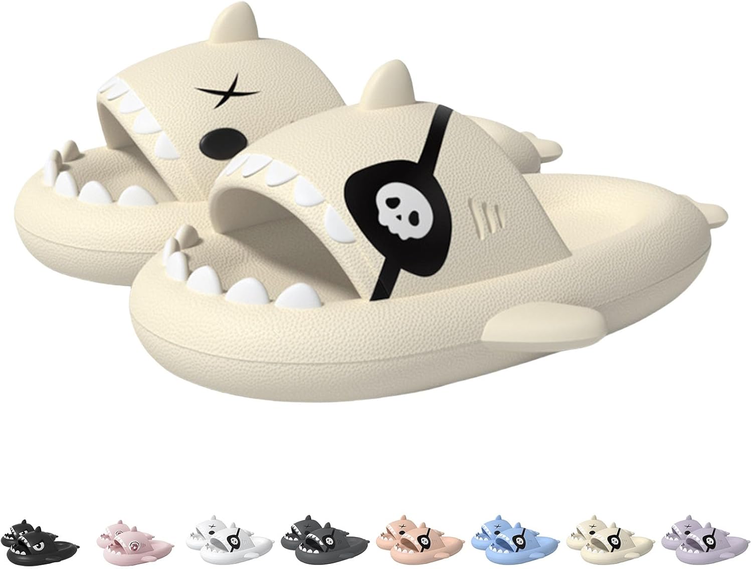 

Шлепанцы с пиратской акулой, шлепанцы с большой глазами, летние противоскользящие шлепанцы «Облако-акула», унисекс для дома и улицы Generic, бежевый
