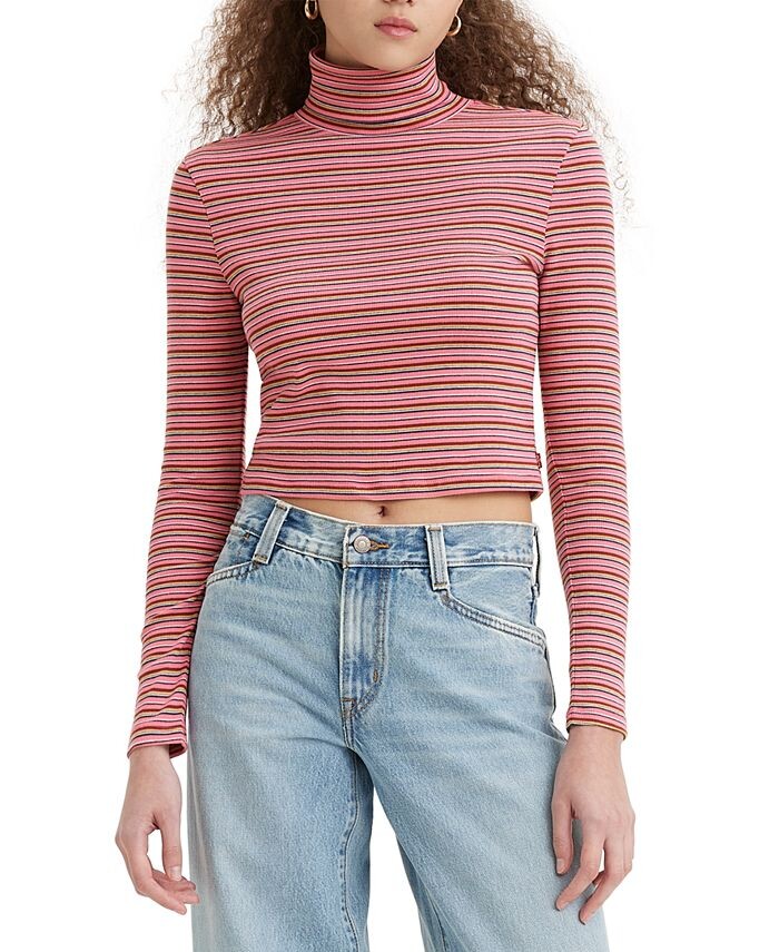 

Женская эластичная водолазка в рубчик лунной вязки Levi's, цвет Italian Rose