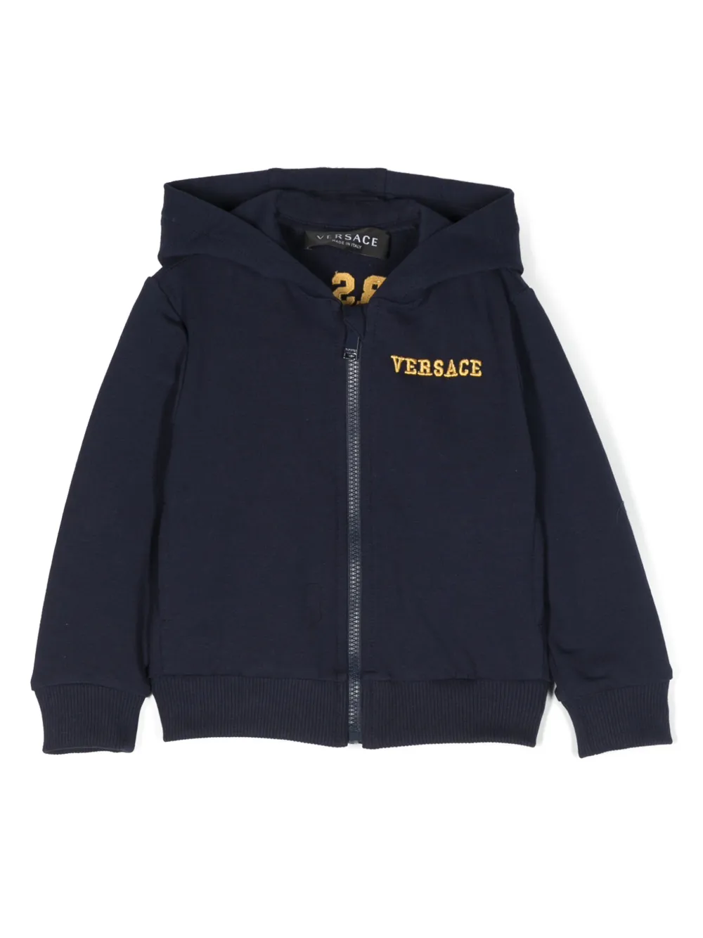 

Худи на молнии с вышитым логотипом Versace Kids, синий