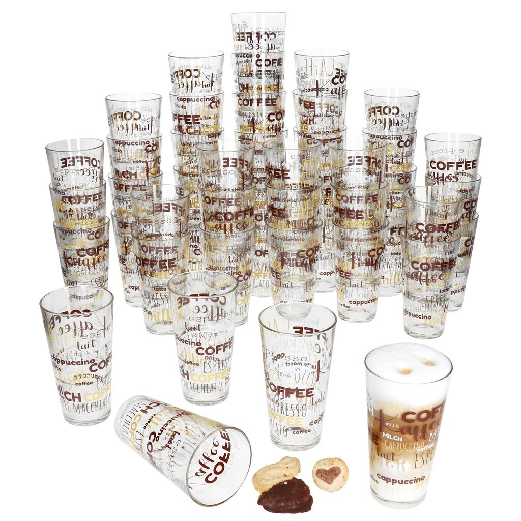 

48 стаканов Candy Latte Macchiato, 300 мл, штабелируемый стакан для кофе с декором шрифта MamboCat