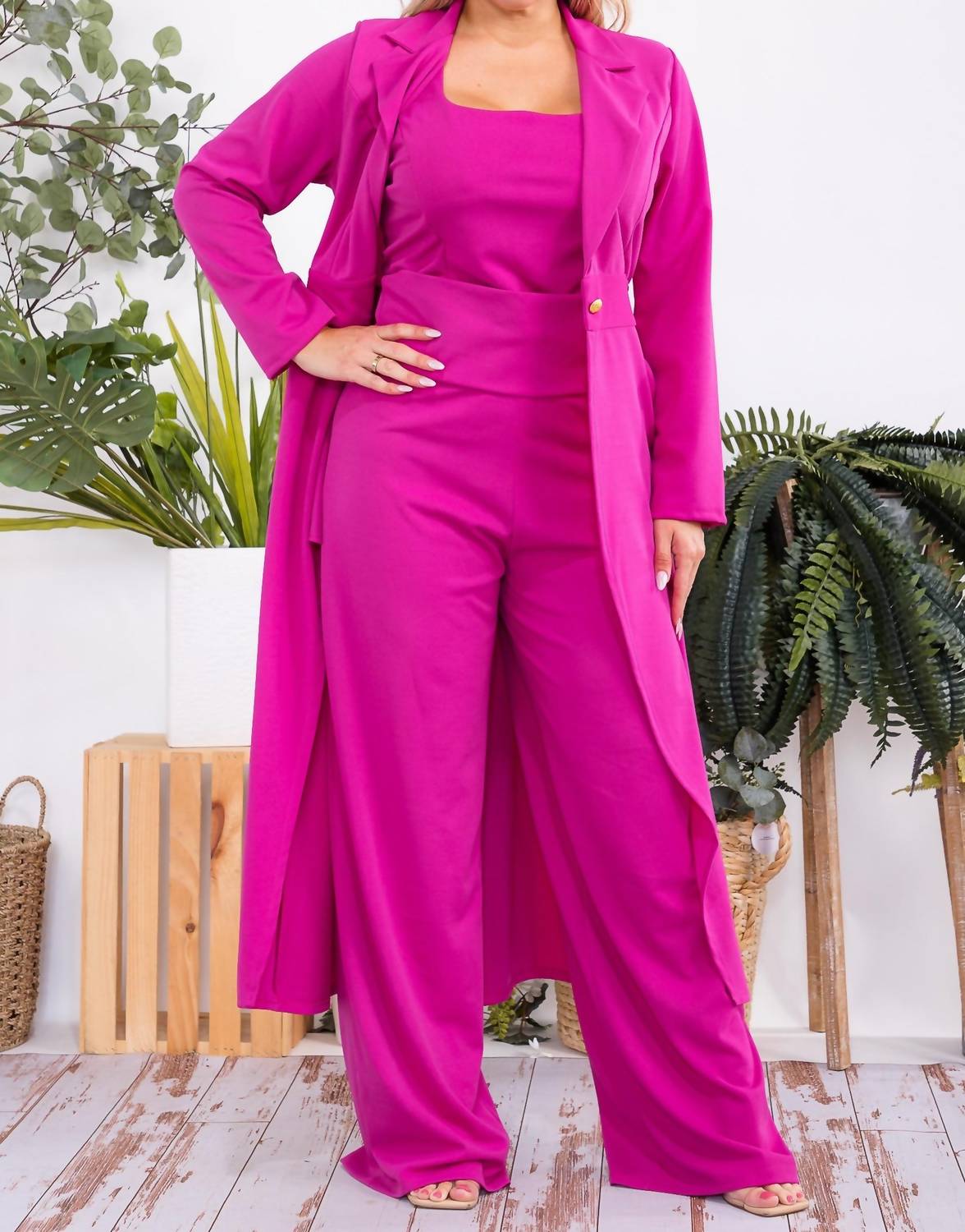 

Комплект из трех предметов в цвете фуксия Karen T Design, фуксия