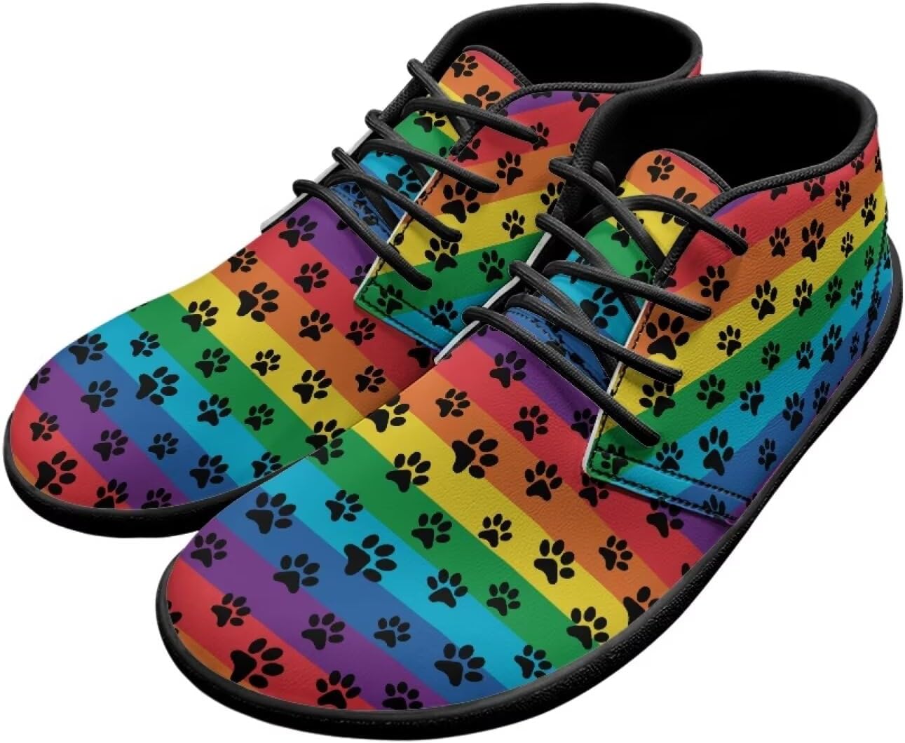 

Мужские кожаные кроссовки Forchrinse с принтом американского флага, модные полуботинки средней посадки для ходьбы, туфли для мужчин и мальчиков, ботинки Чакка, водонепроницаемые, Rainbow Dog Paw Print