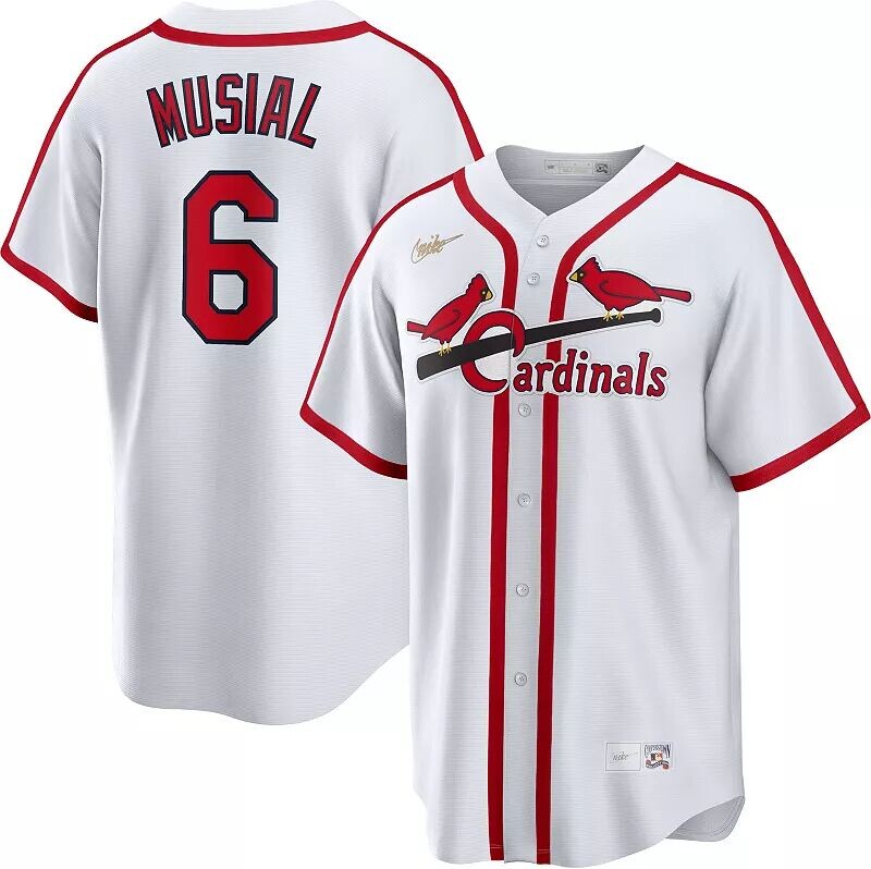 

Мужская белая майка Nike St. Louis Cardinals Cooperstown Stan Musial #6