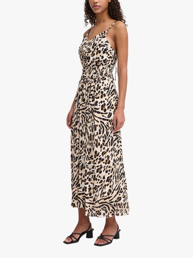 

Марочный леопардовый принт платье-макси без рукавов с V-образным вырезом ICHI, Multi