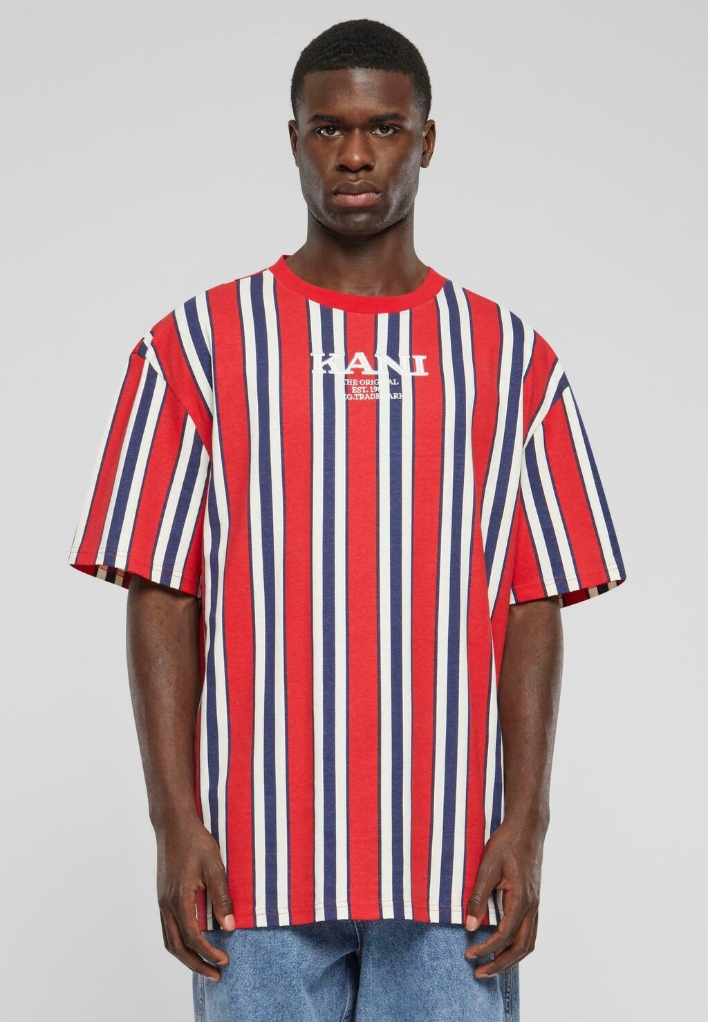 

Футболка с принтом KM241-034-1 RETRO STRIPED Karl Kani, цвет red navy offwhite