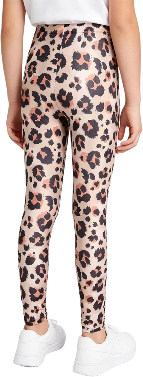 Леггинсы для девочек с высокой талией Xroufi, Yellow Leopard Print — фото 4