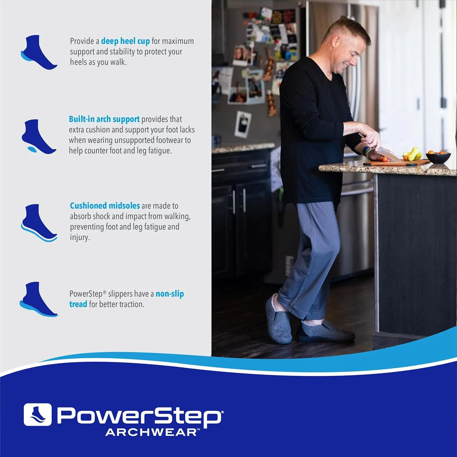 Тапочки ортопедические PowerStep с поддержкой свода стопы, темно-серый — фото 2