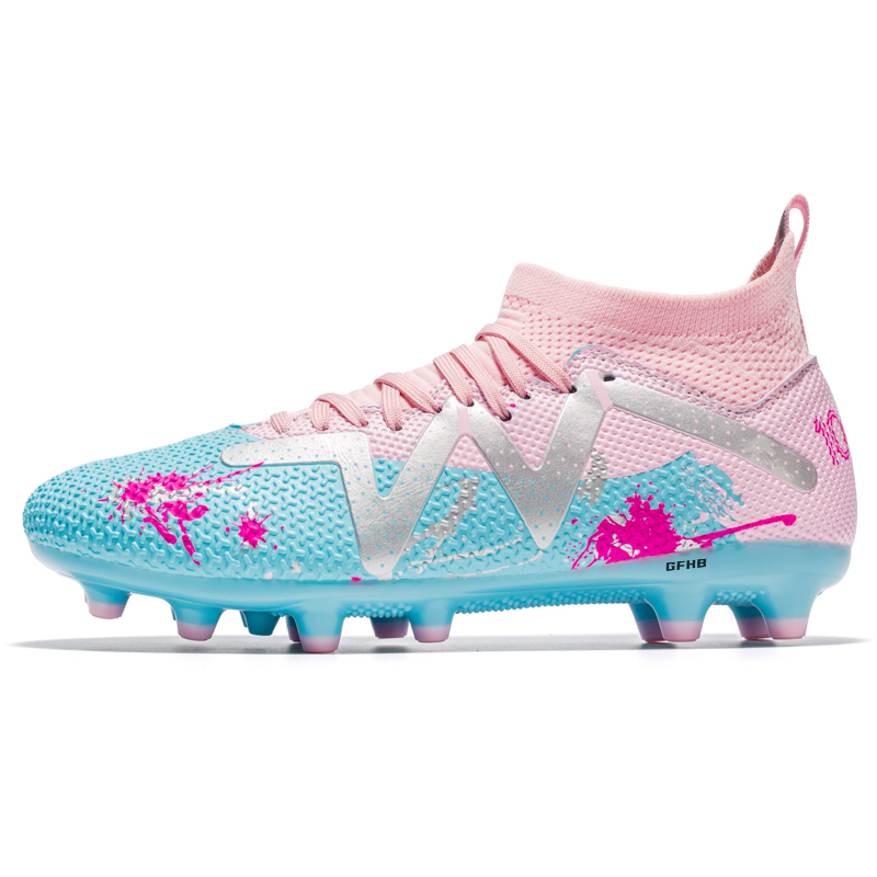 

Kung Fu partners Унисекс футбольные бутсы мид-топ розовые, синие с розовыми длинными шипами, цвет Pink Long Stud