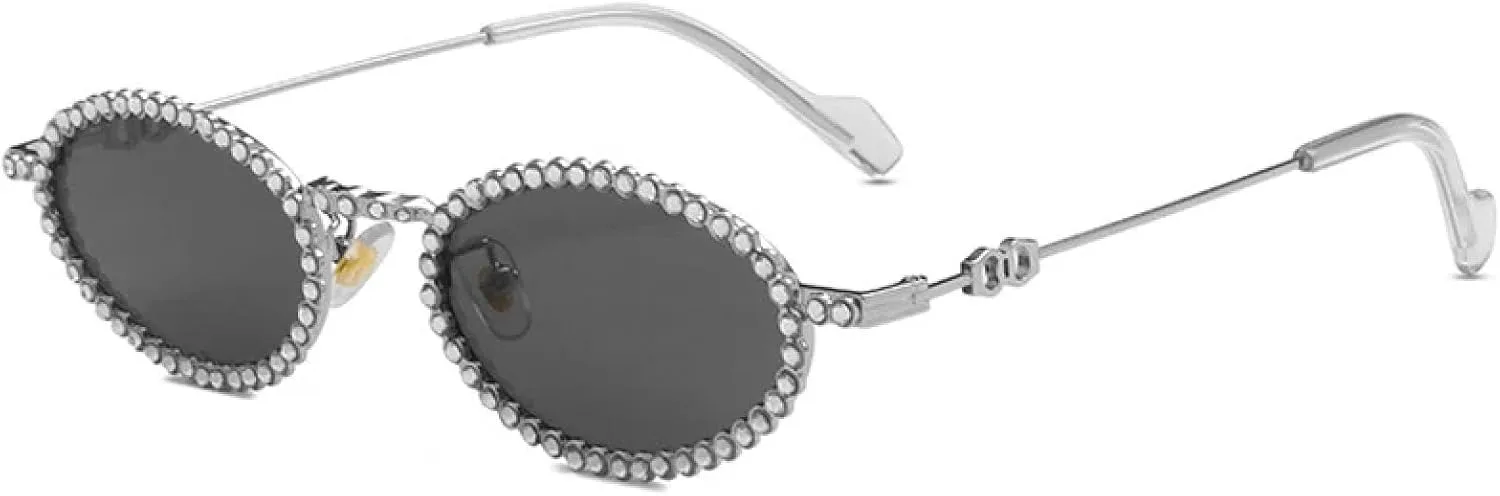 

Модные солнцезащитные очки в овальной металлической оправе для женщин и мужчин, для активного отдыха и вождения, с защитой от УФ-излучения UV400 TKKTLLT, Silver Gray