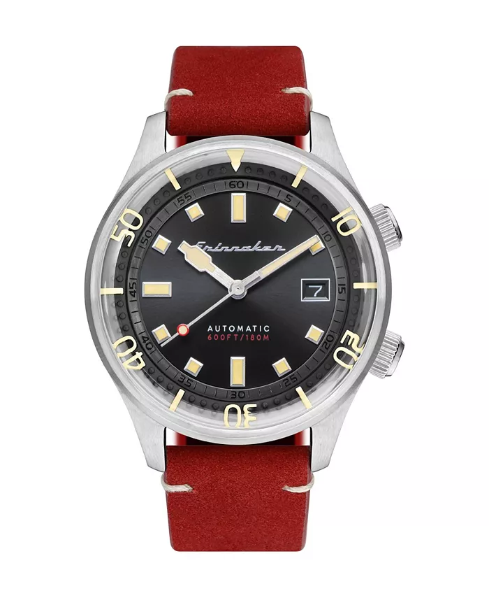 

Мужские часы Bradner с автоматическим механизмом и ремешком из натуральной красной кожи, 42 мм Spinnaker