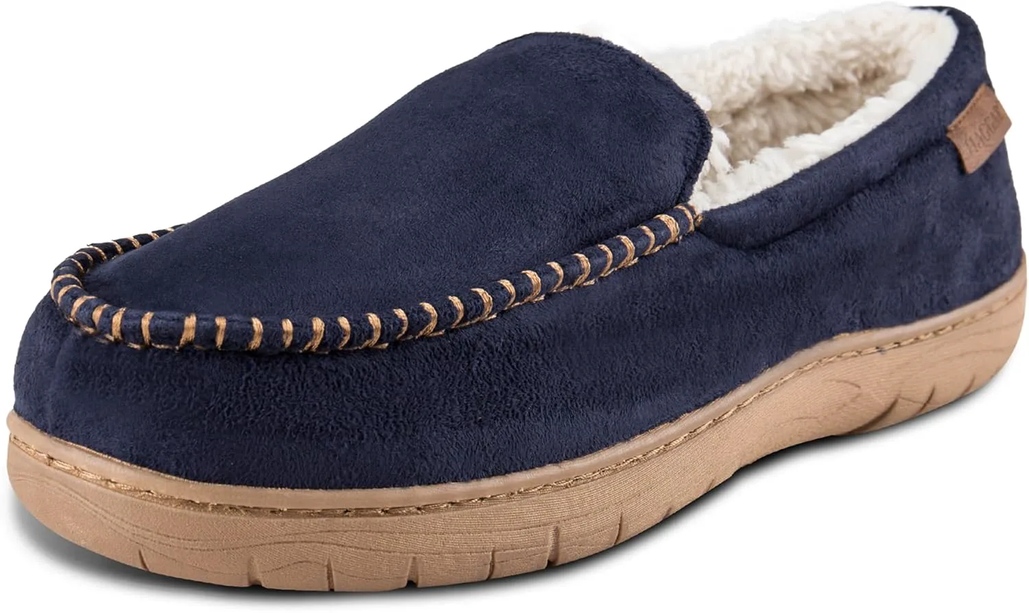 Мужские домашние тапочки Haggar Venetian Slipper для дома и улицы с комфортом из пены с эффектом памяти, темно-синий — фото 3