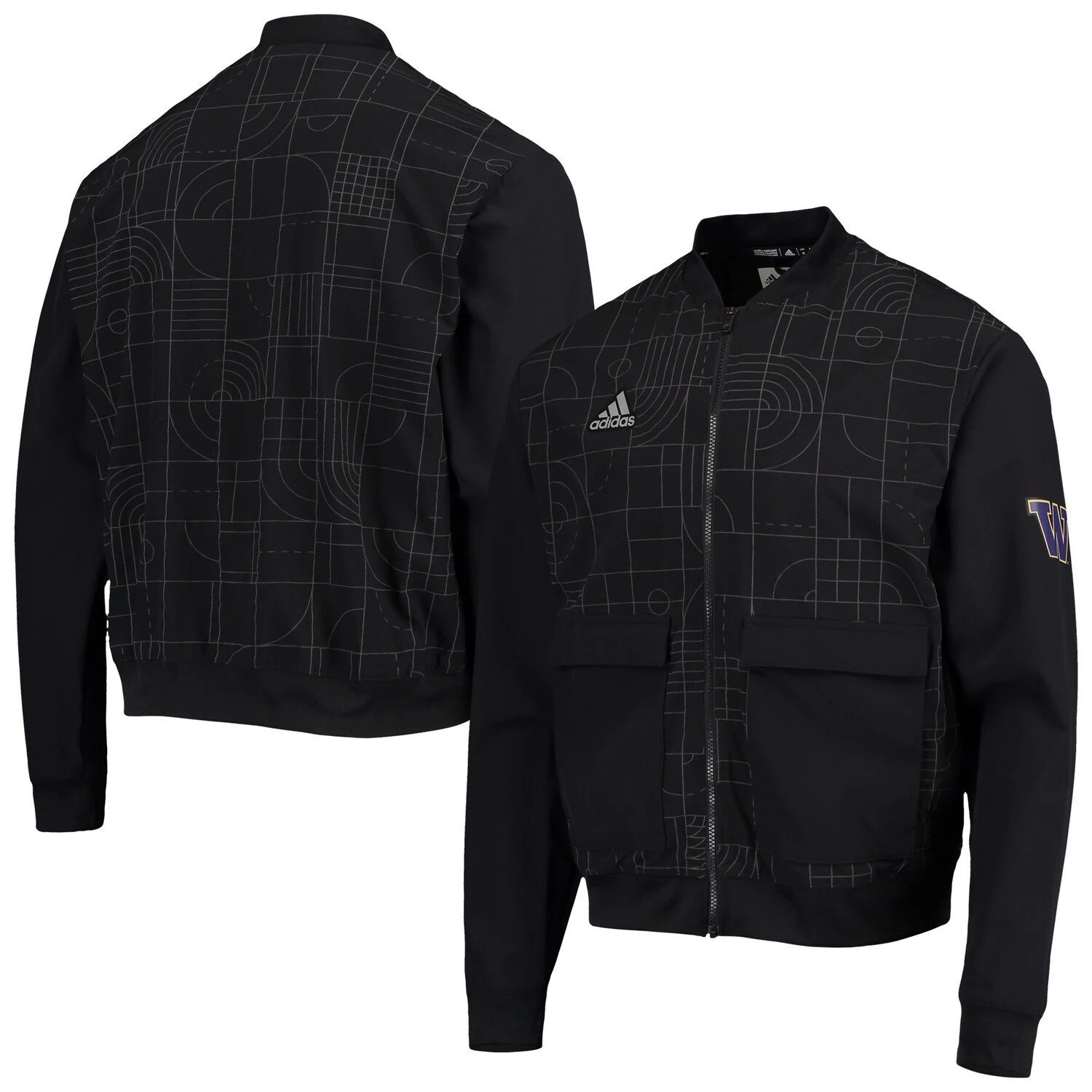 

Мужская черная куртка Washington Huskies Playoff Pack с молнией во всю длину adidas, Черный, Мужская черная куртка Washington Huskies Playoff Pack с молнией во всю длину adidas