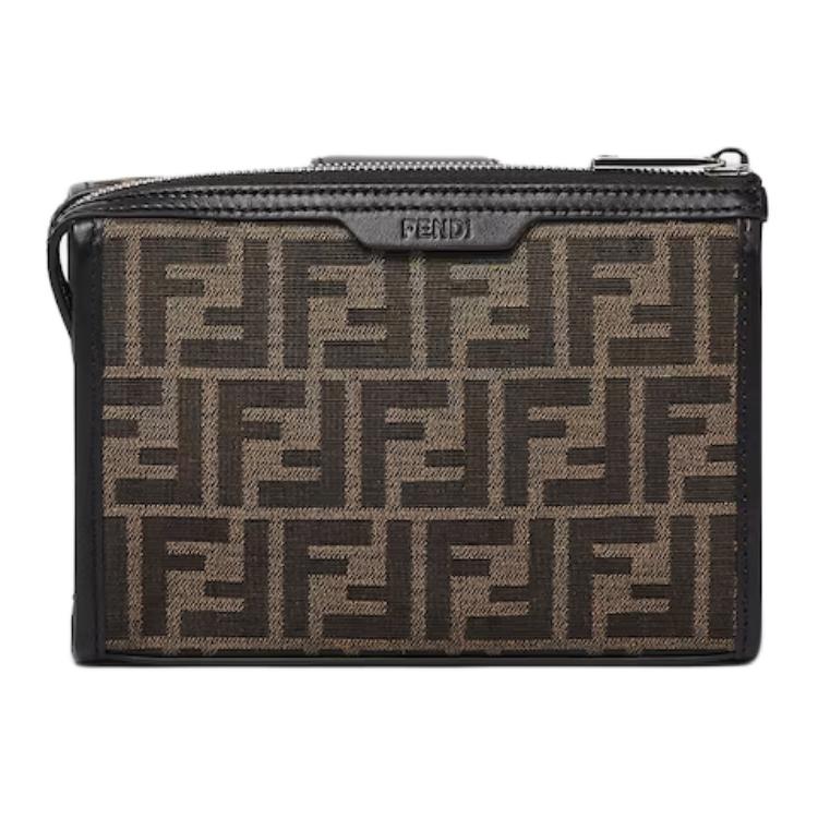 FENDI Сумка через плечо из полиэстера мужская коричневая — фото 3