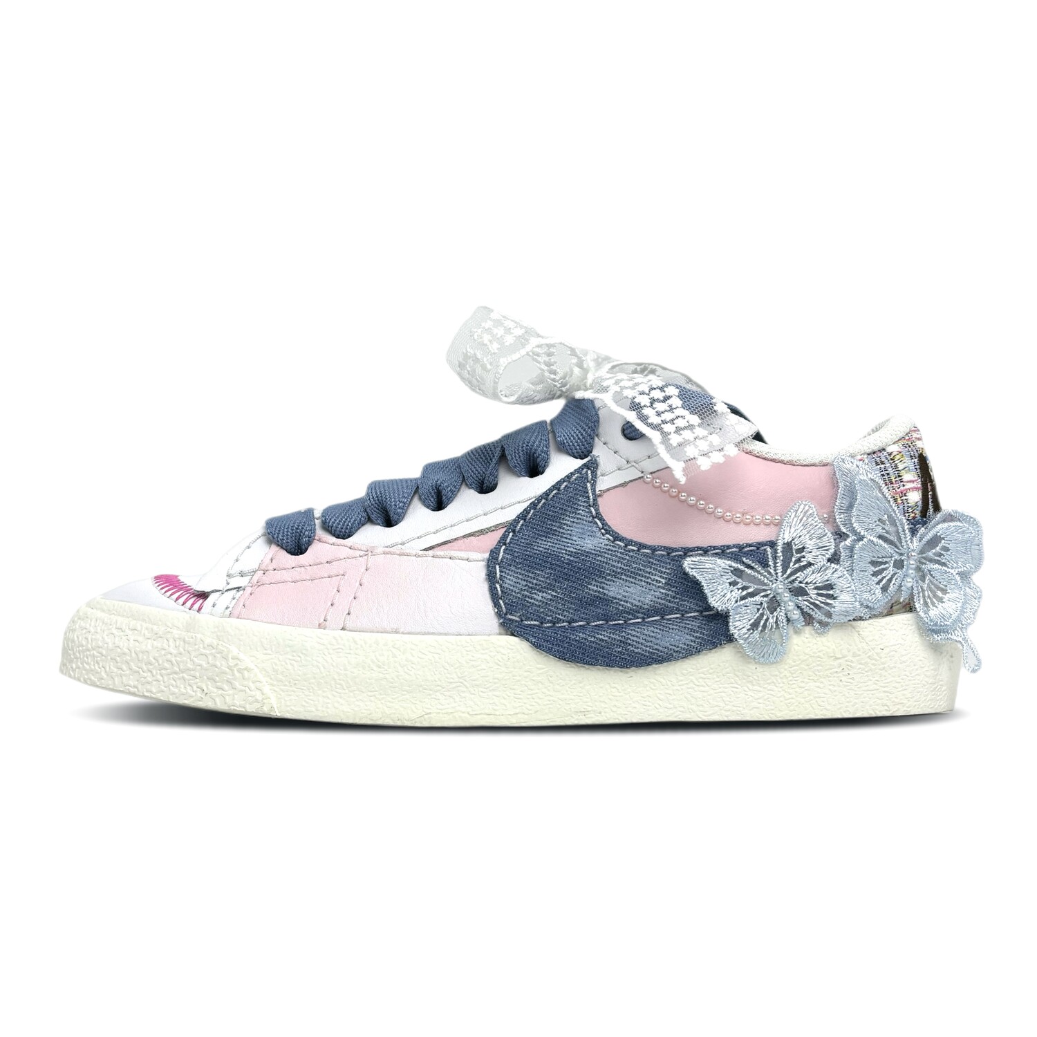

Кроссовки Nike Blazer Skateboarding Shoes Women's Low-top Pink/white/blue, синий/розовый